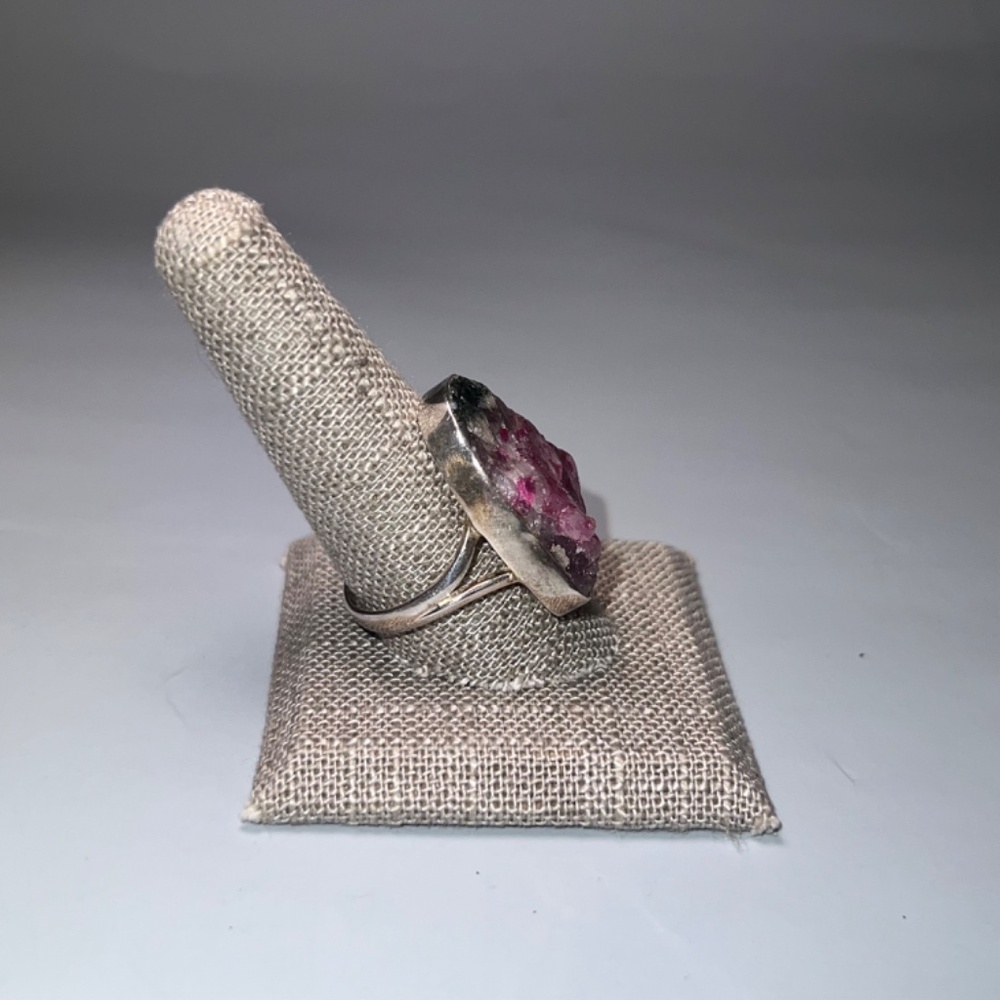 Raw Red, White & Green Watermelon Tourmaline Ring - Picture 8 of 8